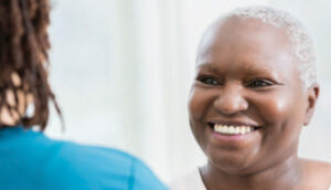 female patient smiling